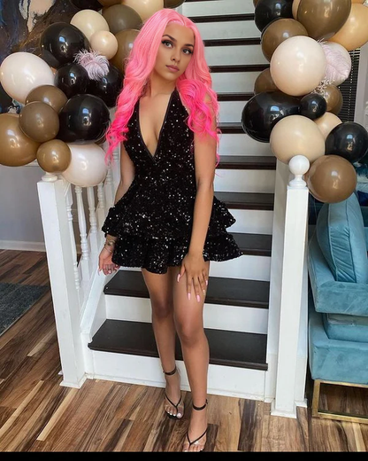 Aimishang A Line Sequin Homecoming Dress Sweetheart Birthday Party Dress Sparkly Graduation Dress Short Prom Dress