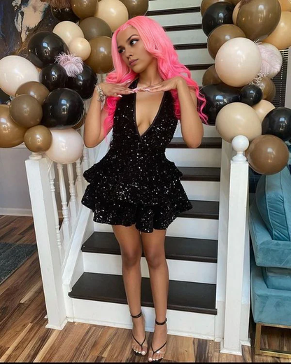 Aimishang A Line Sequin Homecoming Dress Sweetheart Birthday Party Dress Sparkly Graduation Dress Short Prom Dress
