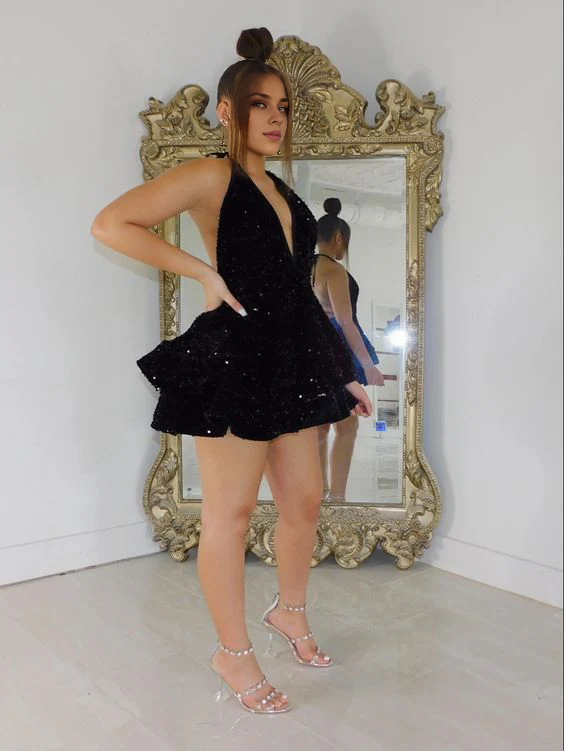 Aimishang A Line Sequin Homecoming Dress Sweetheart Birthday Party Dress Sparkly Graduation Dress Short Prom Dress
