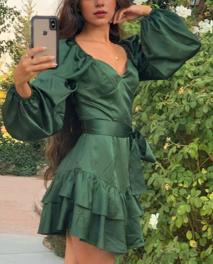 Aimishang Charming A-line Long Sleeves Homecoming Dress Elegant Birthday Party Dress Graduation Dress Short Prom Dress