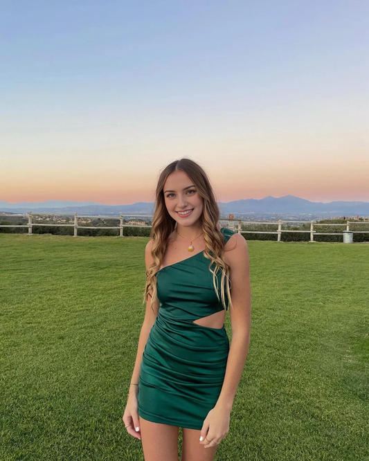 Aimishang Chic One Shoulder Waist Cutout Homecoming Dress Charming Birthday Party Dress Graduation Dress Short Prom Dress