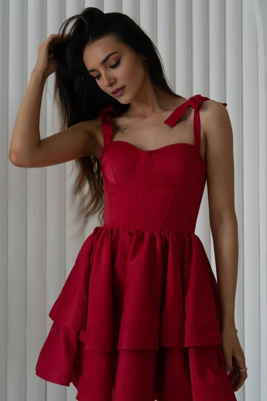 Aimishang Sweetheart A-Line Sleeveless Tiered Homecoming Dress Short Graduation Dress Cute Birthday Party Dress