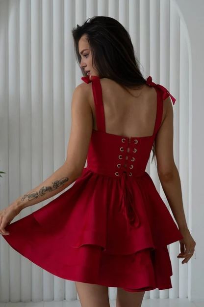 Aimishang Sweetheart A-Line Sleeveless Tiered Homecoming Dress Short Graduation Dress Cute Birthday Party Dress