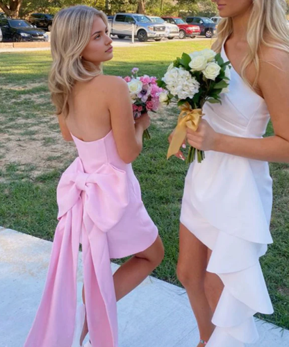 Aimishang Sweetheart Strapless Back Bow Homecoming Dress Lovely Graduation Dress Cute Birthday Party Dress