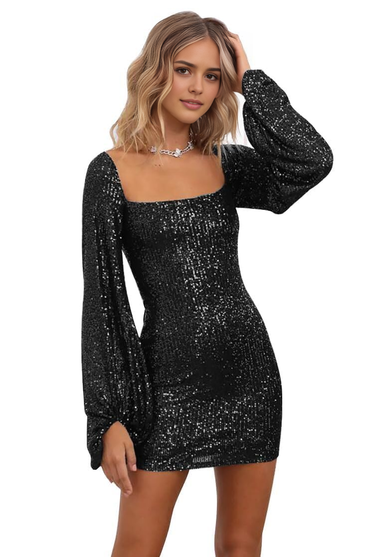 Aimishang Fashion Long Sleeves Homecoming Dress Sparkly Graduation Dress Charming Birthday Party Dress