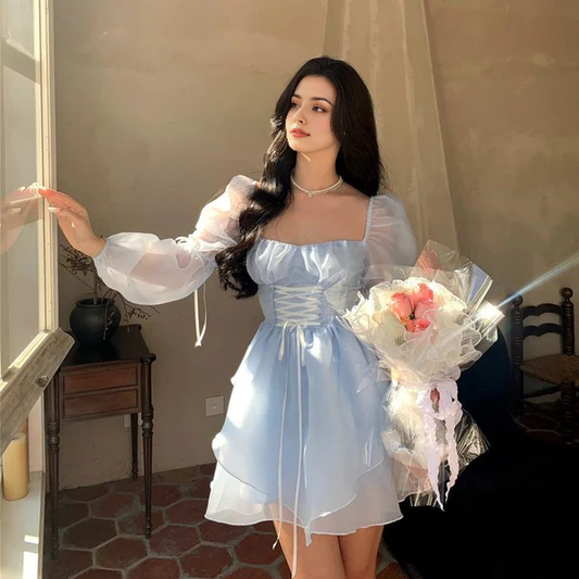 Aimishang Sweetheart A-line Princess Dress Long Sleeves Homecoming Dress Cute Birthday Party Dress Graduation Dress Short Prom Dress
