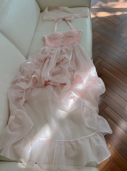 Aimishang Cute Halter High-Low Ruffles Homecoming Dress Charming Party Dress Summer Graduation Dress Prom Dress
