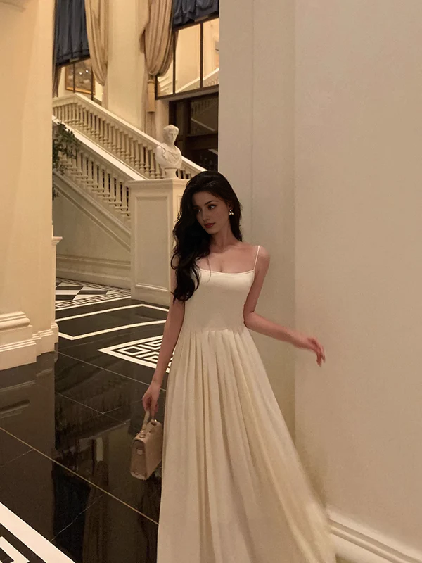 Aimishang Elegant A Line Spaghetti Straps Long Prom Dress Formal Dress Evening Gown Simple Party Dress