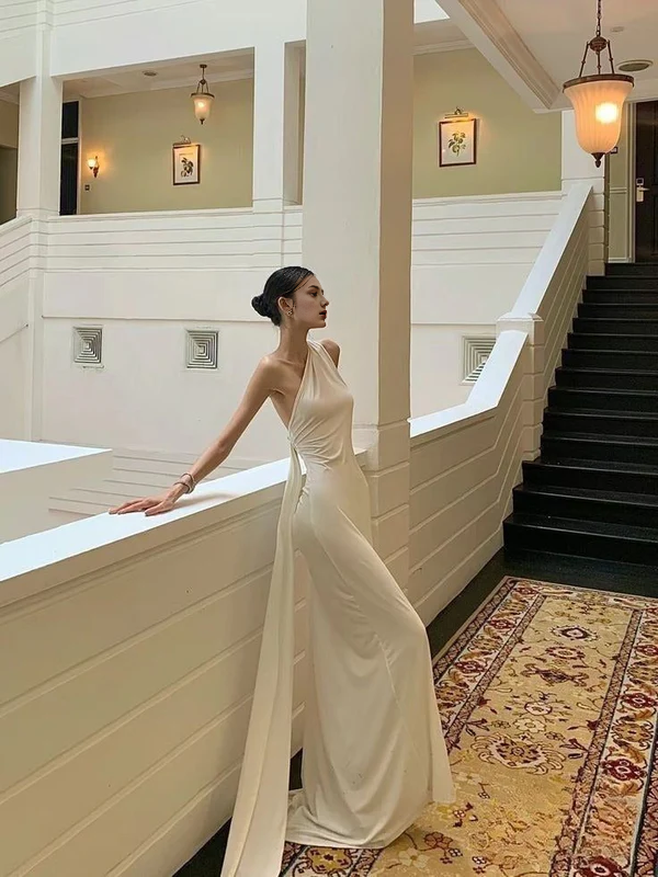 Aimishang Elegant Mermaid One Shoulder Long Prom Dress Formal Dress Evening Gown Simple Party Dress