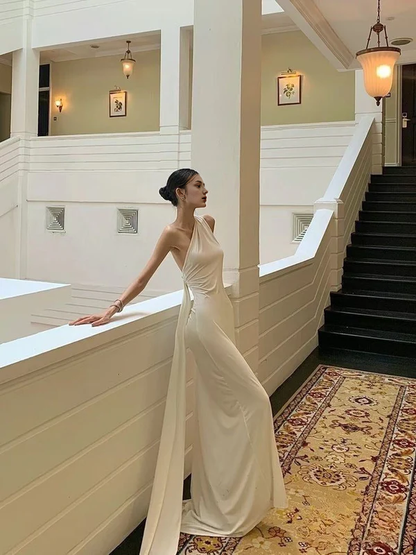 Aimishang Elegant Mermaid One Shoulder Long Prom Dress Formal Dress Evening Gown Simple Party Dress