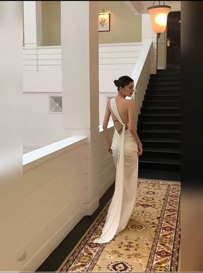 Aimishang Elegant Mermaid One Shoulder Long Prom Dress Formal Dress Evening Gown Simple Party Dress