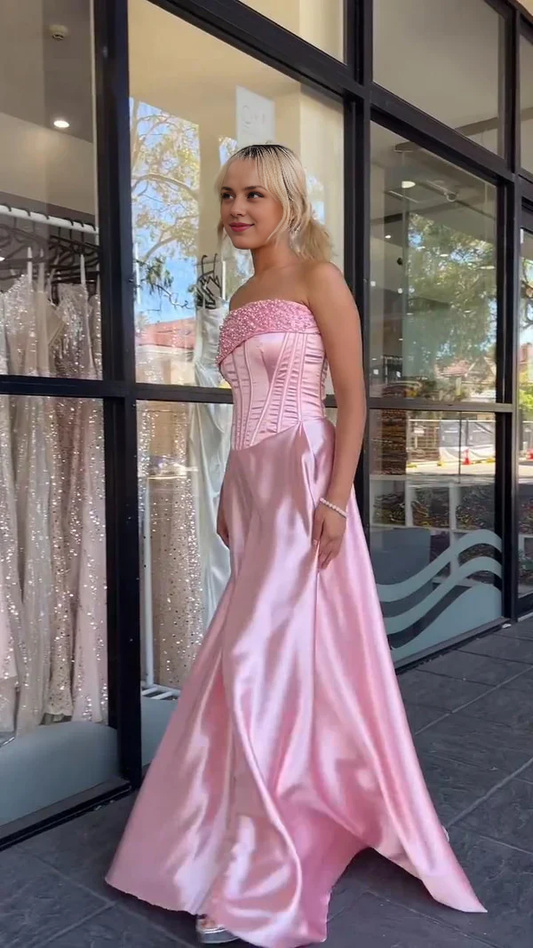 Aimishang Sweetheart A Line Satin Long Prom Dress Formal Dress Charming Evening Party Dress