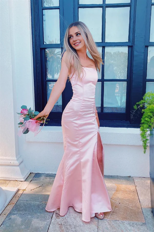 Aimishang Mermaid Strapless Long Prom Dress Elegant Formal Dress Evening Gown Charming Party Dress With Slit
