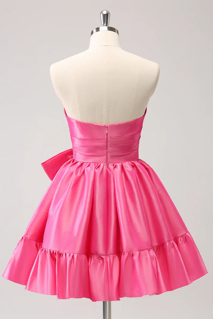 Aimishang Sweetheart Homecoming Dress Cute A Line Strapless Short Prom Dress with Bow Graduation Dress