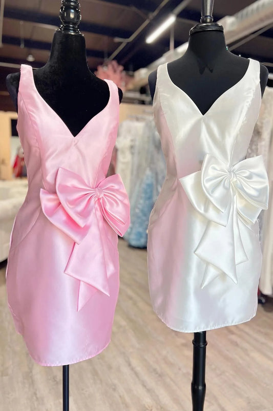 Aimishang Charming V Neck Sleeveless Homecoming Dress with Bow Sweet Graduation Dress Cute Birthday Party Dress