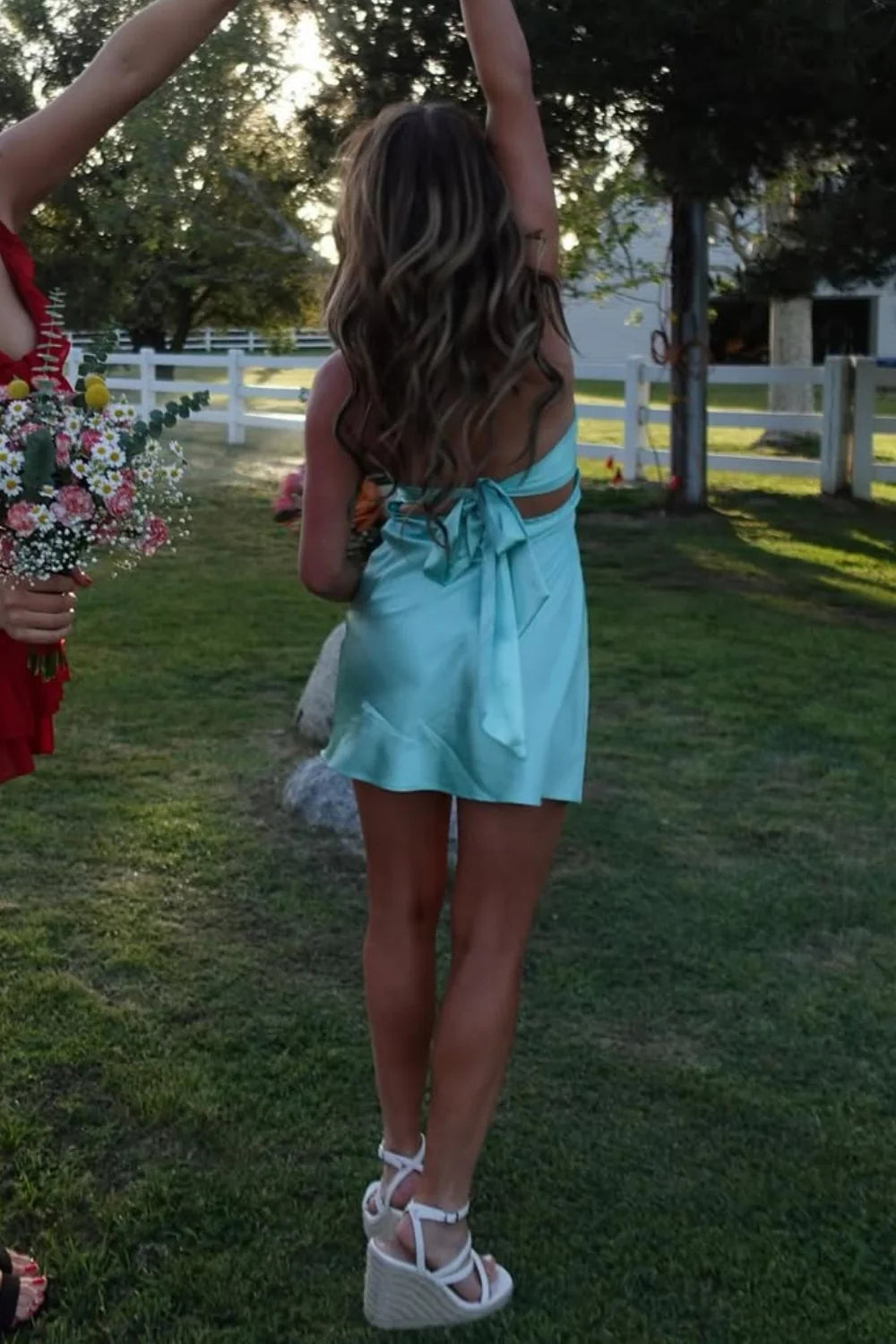 Aimishang Sweetheart Strapless Sleeveless Satin Short Prom Dress Lovely Homecoming Dress Charming Birthday Party Dress