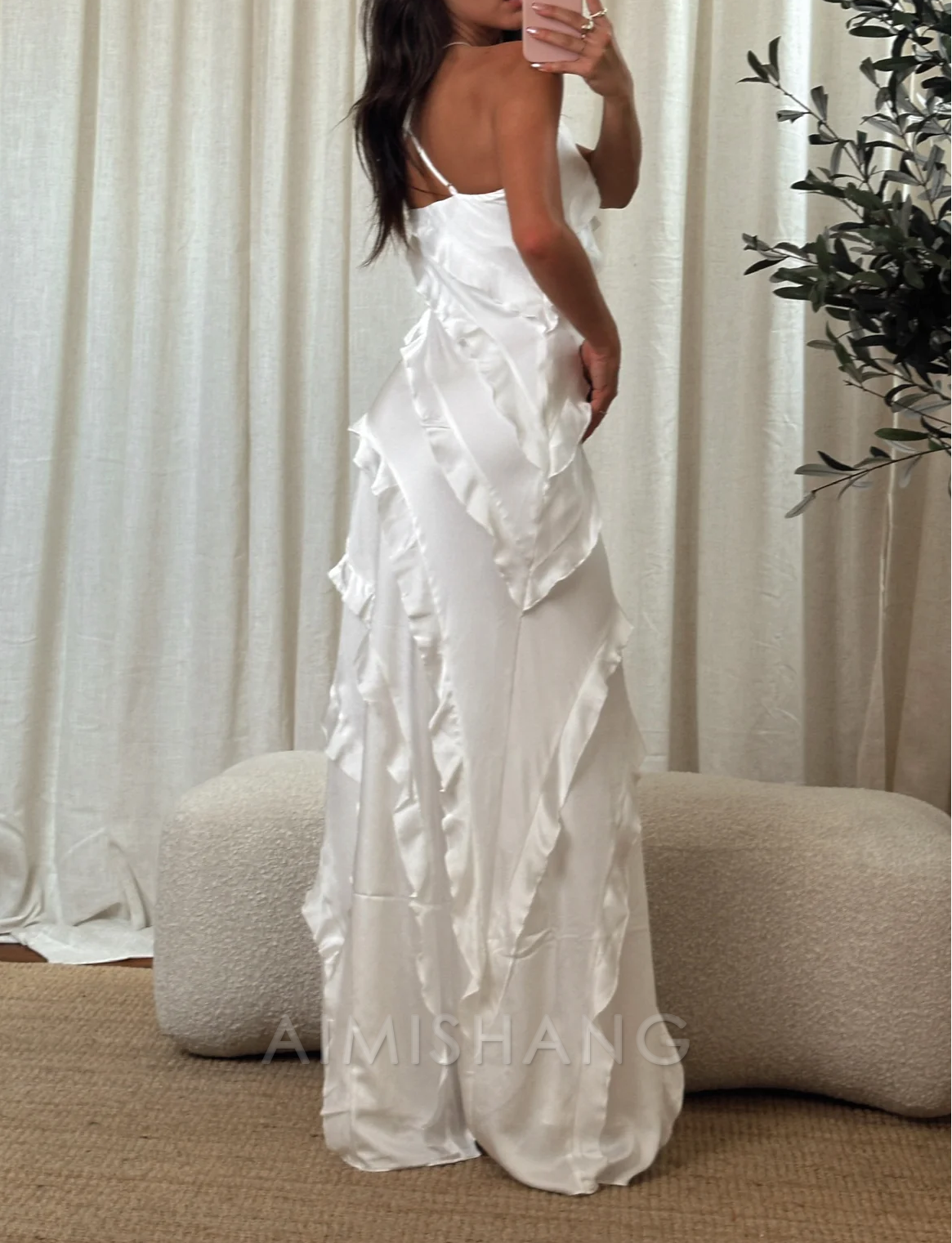 Aimishang Romance Ruffle Dress Blue Long Prom Dress Charming Evening Party Dress Formal Dress