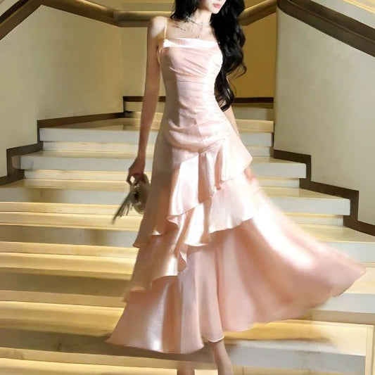 Aimishang Elegant Spaghetti Straps Tiered Ruffles Maxi Dress Long Prom Dress Charming Evening Party Dress Women's Dresses
