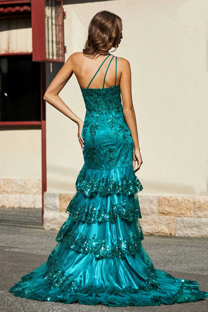 Wholesale Evening Dress Elegant High Slit Ruffle Tiered Skirt Tulle Dress Prom Dresses