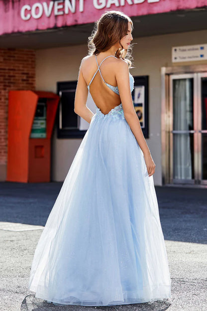 Wholesale Elegant A Line Prom Dresses Corset Sequins Top Tulle Gown Evening Dress