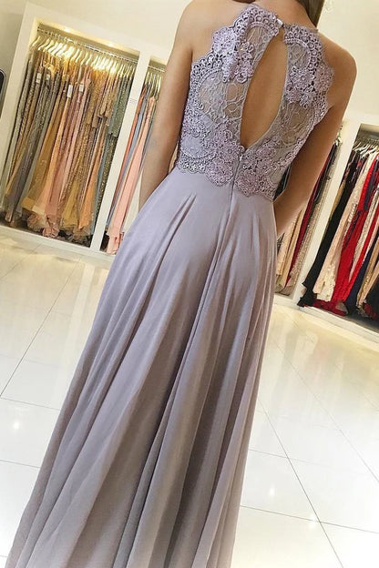 Wholesale Prom Dresses A Line Halter Chiffon With Applique And Beads