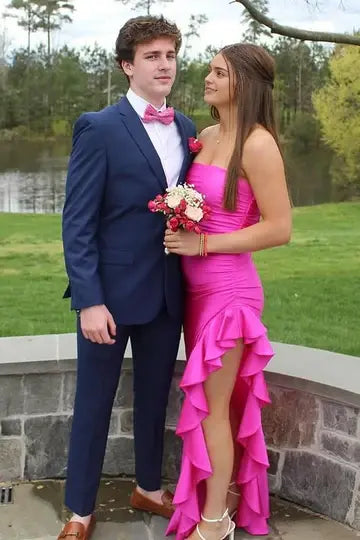 Aimishang Sweet Strapless Sleeveless Ruffle Formal Prom Dress Lovely Party Graduation Dress