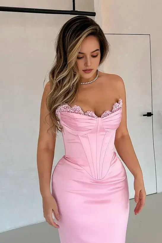 Aimishang Elegant Strapless Sleeveless Wedding Guest Party Dress Charming Long Formal Prom Dress