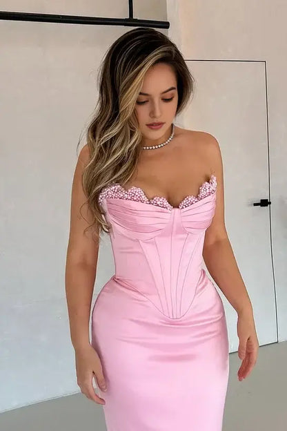 Aimishang Elegant Strapless Sleeveless Wedding Guest Party Dress Charming Long Formal Prom Dress