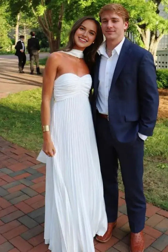 Aimishang Elegant Sweetheart A-Line Strapless Pleated Graduation Party Dress Lovely Long Formal Prom Dress