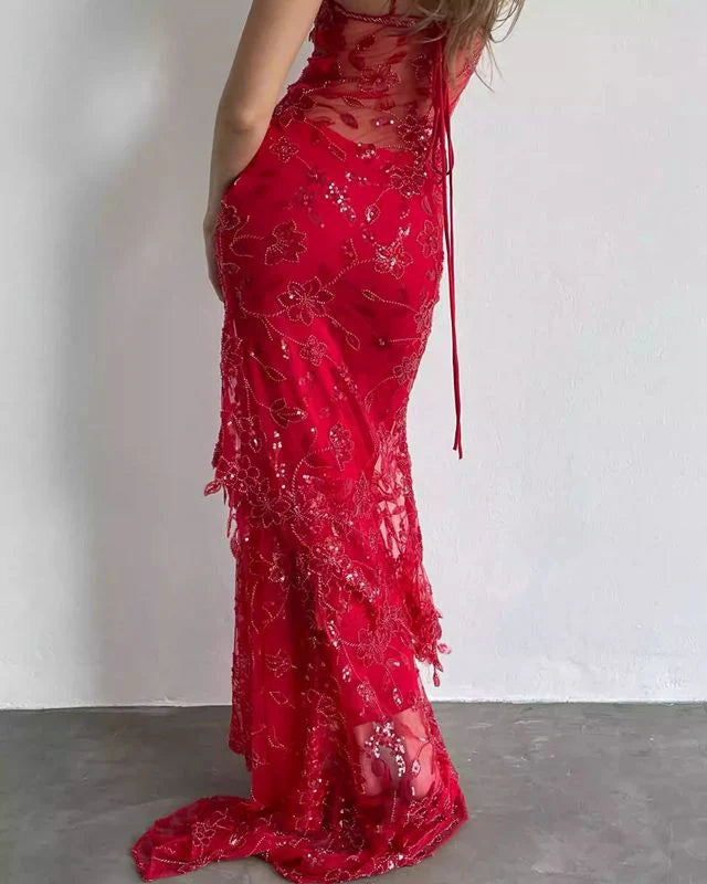 Wholesale Elegant Dresses Gowns Evening Dresses Spaghetti Straps Red Long Prom Dresses Sheath Evening Dress Prom Dresses Shops