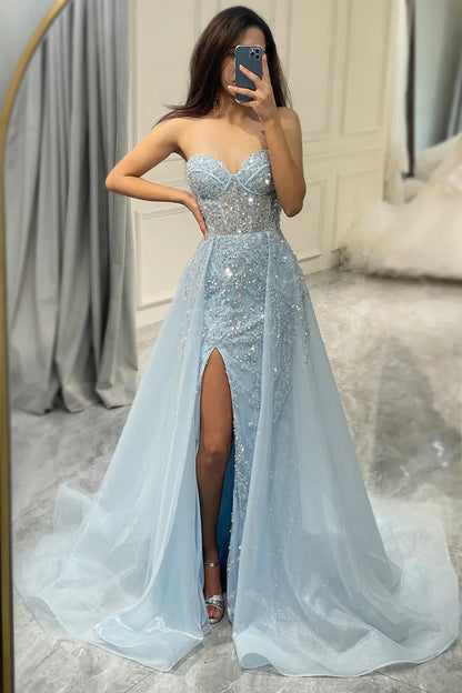 Wholesale Prom Dress Luxurious Glitter Corset With Sweep Train