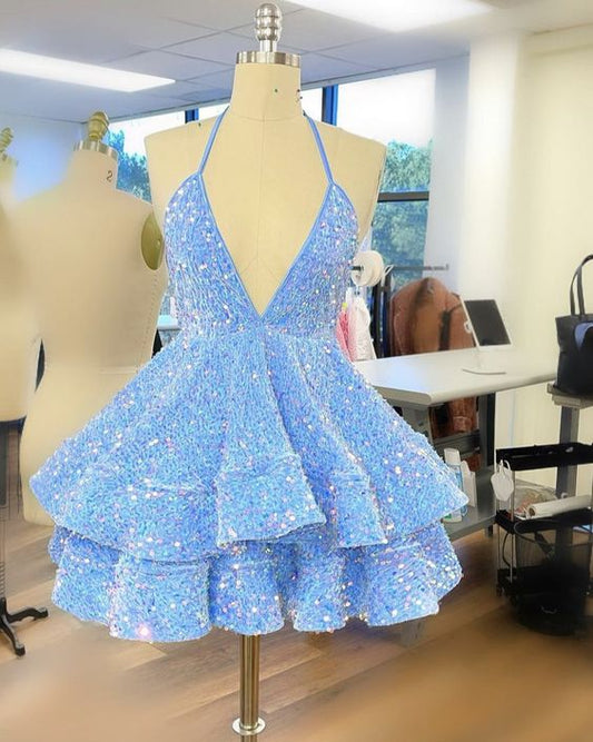 Aimishang Charming V-neck Homecoming Dress Cute Graduation Dress Short Prom Dress Birthday Party Dress