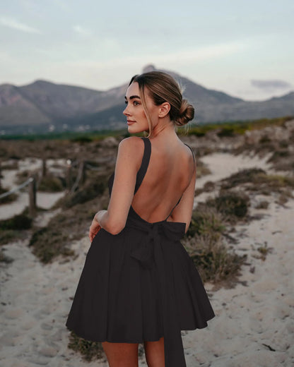 Aimishang A Line Straps Backless With Bow Mini Dress Simple Party Dress Homecoming Dress