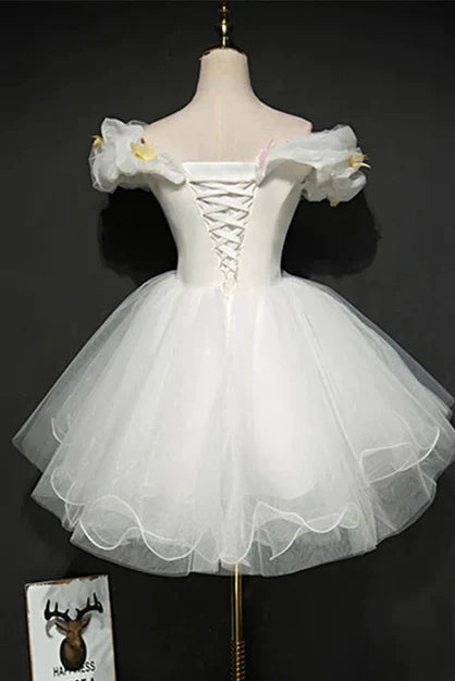 Aimishang A Line Tulle Short Off Shoulder Homecoming Dress Lovely Graduation Dress Cute Party Dress Formal Dress
