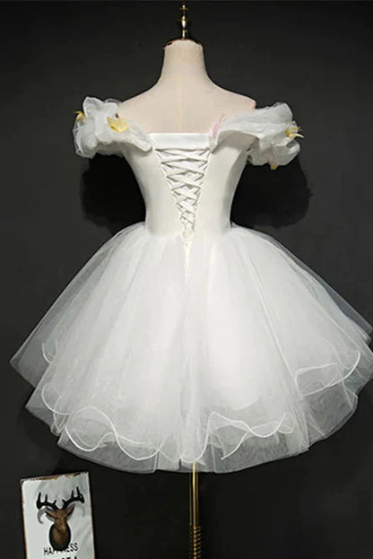 Aimishang A Line Tulle Short Off Shoulder Homecoming Dress Lovely Graduation Dress Cute Party Dress Formal Dress