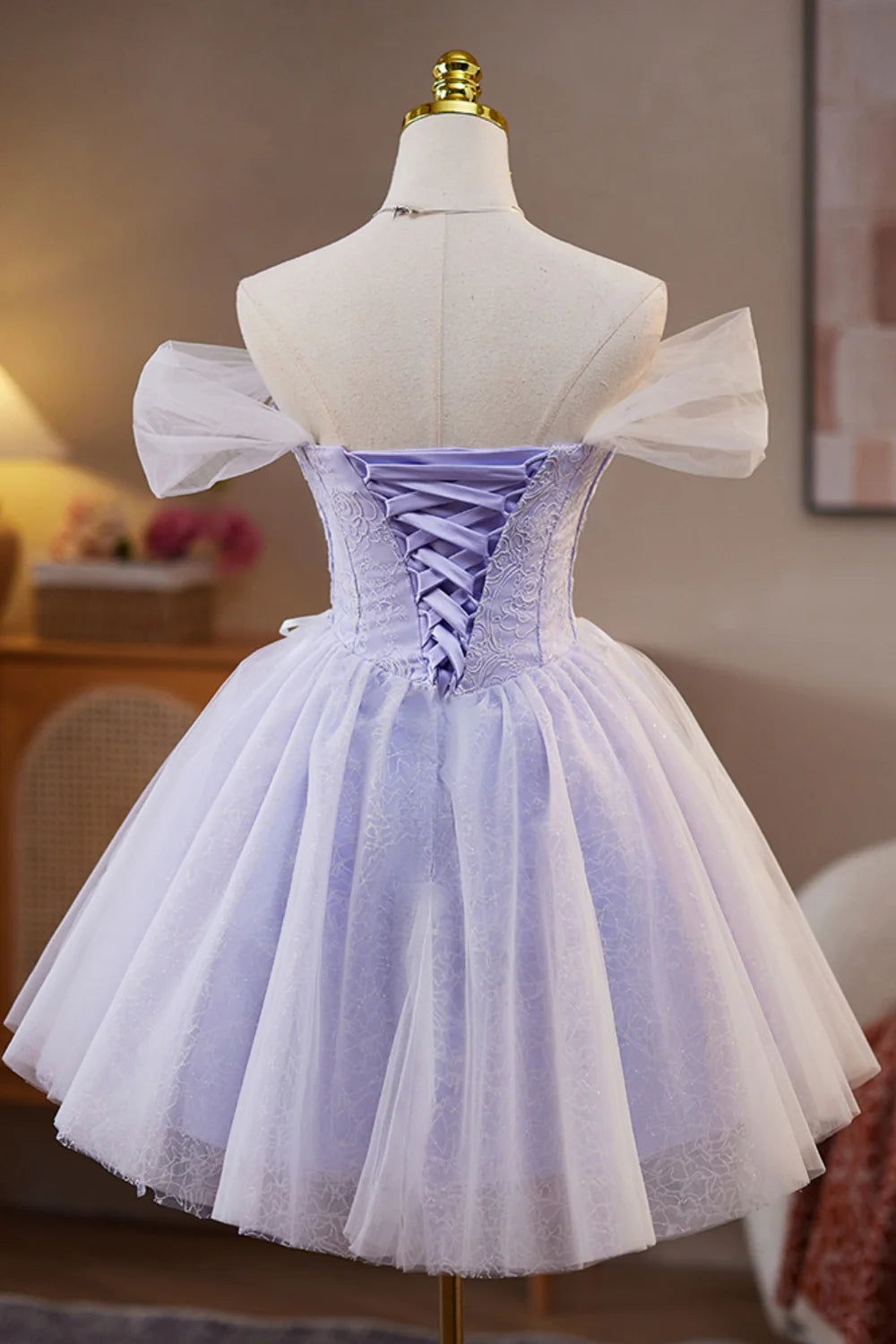 Aimishang Cute A-line Off Shoulder Homecoming Dress With Flowers Sweetheart Graduation Dress Lovely Birthday Party Dress