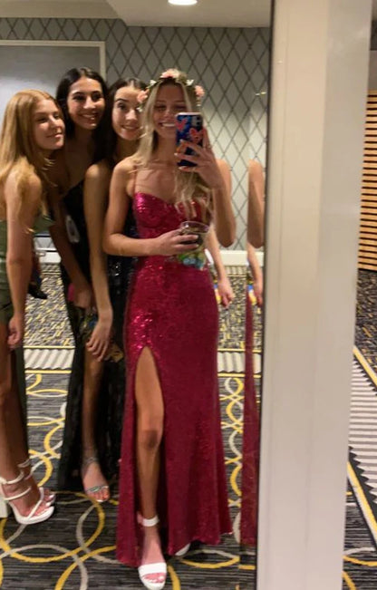 Wholesale Sequin Prom Dresses Long Sparkly Evening Party Dress Graduation Dress With Slit