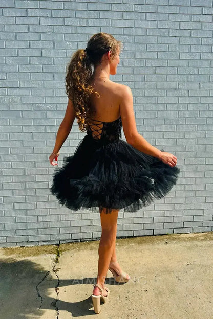 Aimishang A Line Tulle Sweetheart Homecoming Dress Charming Party Dress Graduation Dress Short Prom Dress