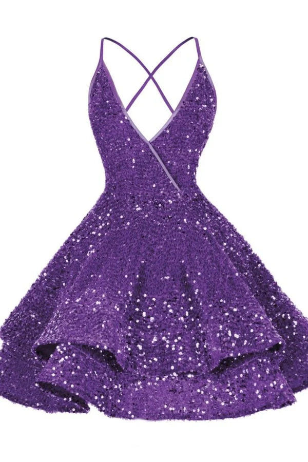 Aimishang Charming V-neck Homecoming Dress Cute Graduation Dress Short Prom Dress Sparkly Birthday Party Dress