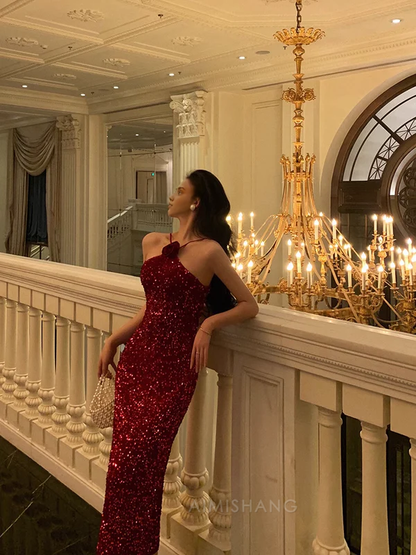 Aimishang Elegant Sheath Sequin Prom Dress Charming Evening Dress Party Wear Formal Dress