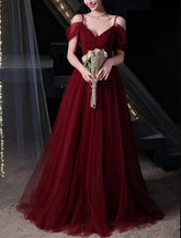 Aimishang Fashion Prom Dresses Strapless Pleated Slit Sweep Train Gown Evening Dress