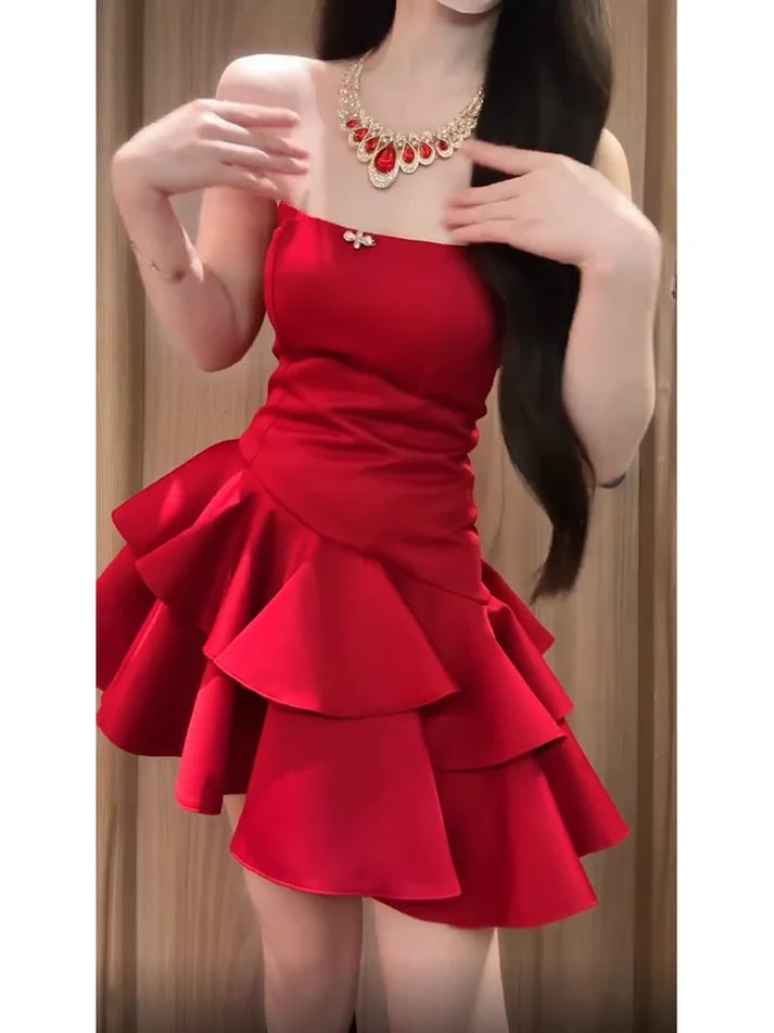 Aimishang Sweetheart A Line Strapless Vacation Dresses Lovely Homecoming Dress Charming Graduation Dress Cute Birthday Party Dress