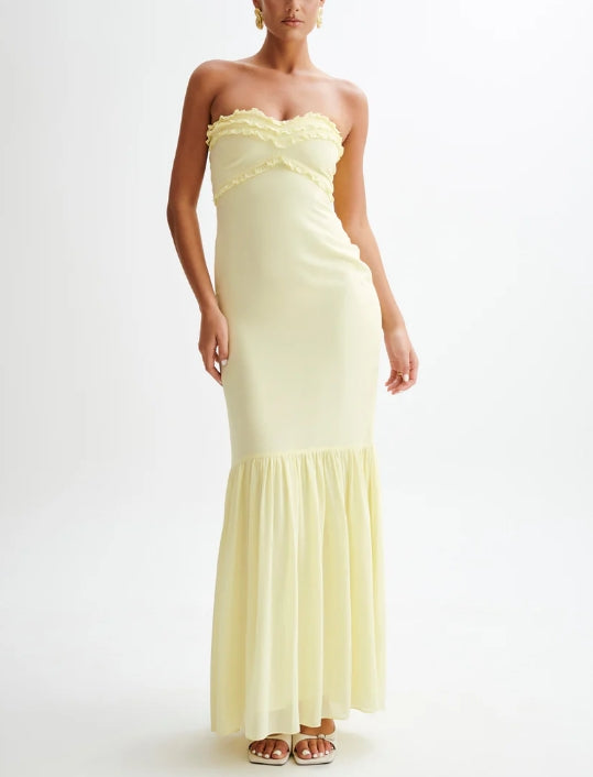 Aimishang Mermaid Yellow Strapless Long Prom Dresses Elegant Evening Party Dress