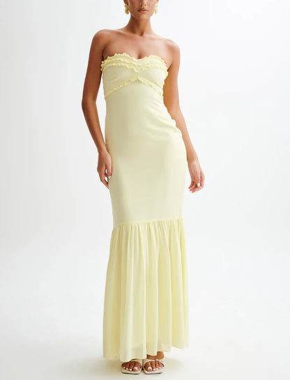 Aimishang Mermaid Yellow Strapless Long Prom Dresses Elegant Evening Party Dress