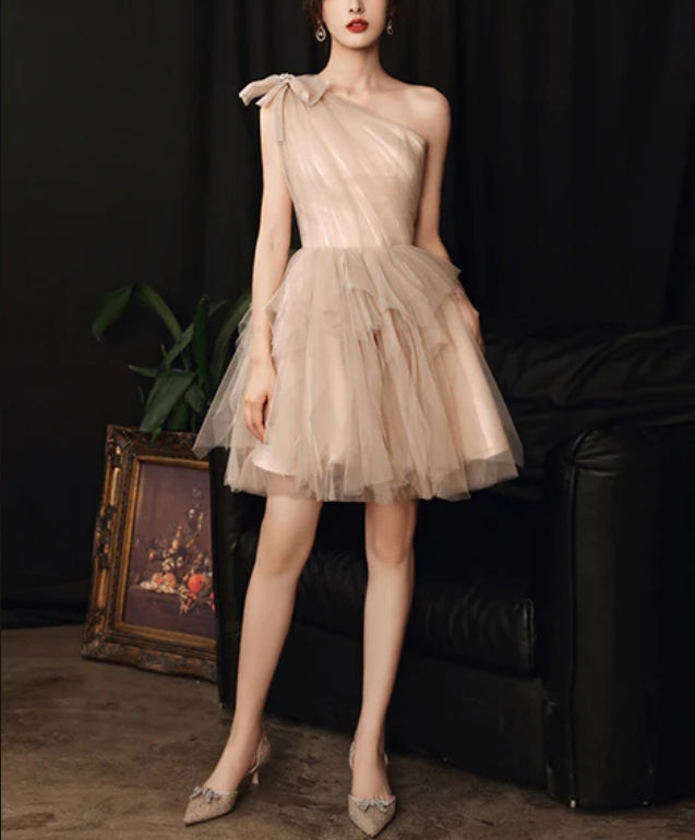 Aimishang A Line One Shoulder Tulle Short Prom Dress Sweetheart Homecoming Dress Elegant Evening Party Dress