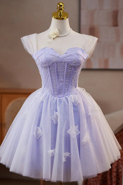 Aimishang Cute A-line Off Shoulder Homecoming Dress With Flowers Sweetheart Graduation Dress Lovely Birthday Party Dress