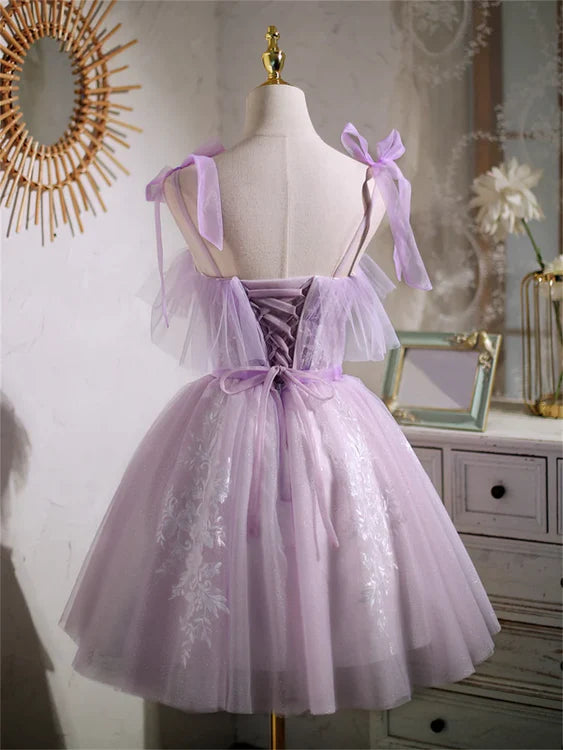 Cute Light PurpleTulle Short Prom Dress Homecoming Dress A Line Formal Dress Wholesale