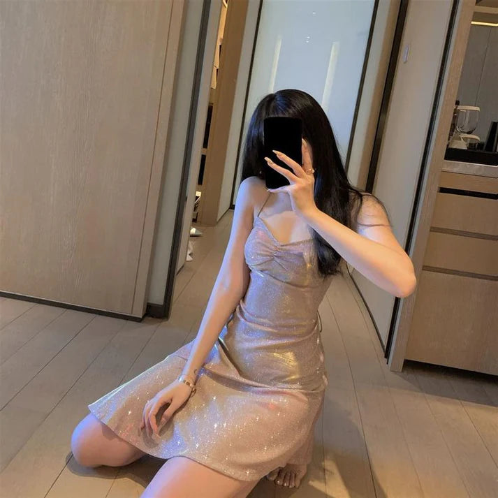 Aimishang Dress Wholesale Shiny Sleeveless Dress Charming Party Dress Backless Tight Bodycon Mermaid Chic Dress Homecoming Dress