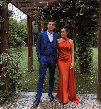 Aimishang Burnt Orange Long Prom Dress Elegant Evening Party Dress Women's Dresses