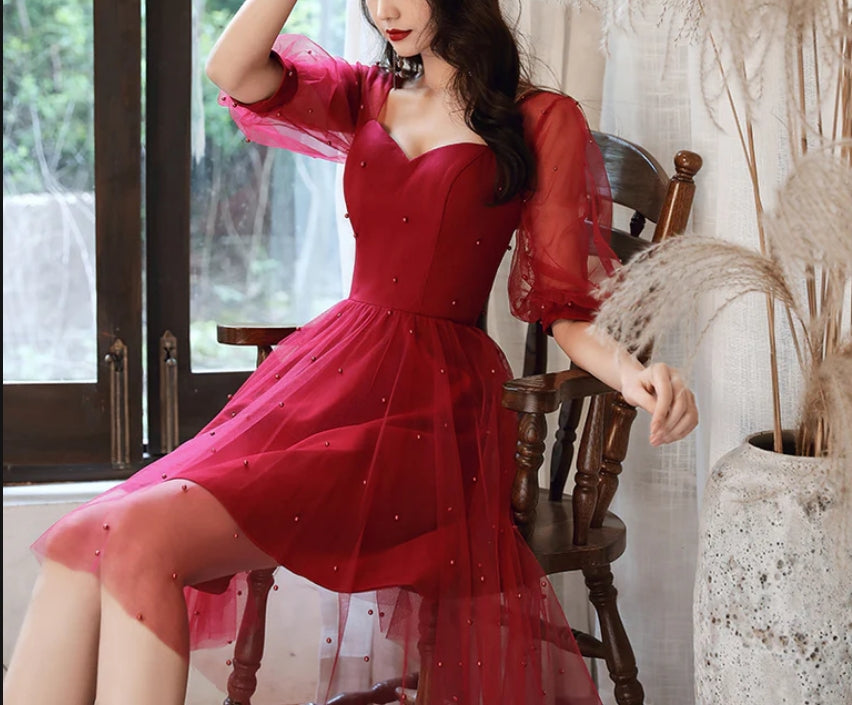 Aimishang A Line Short Sleeves Homecoming Dress Prom Dress Lovely Party Dress Formal Dress